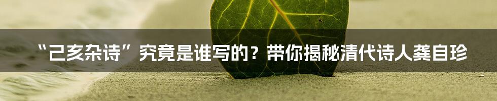 “己亥杂诗”究竟是谁写的?带你揭秘清代诗人龚自珍
