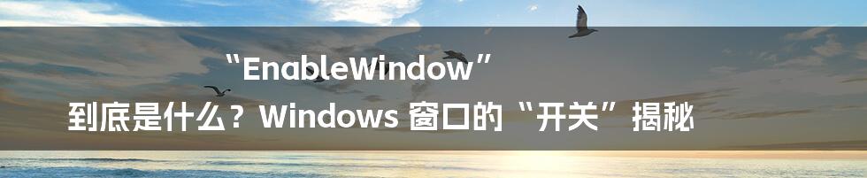 “EnableWindow” 到底是什么?Windows 窗口的“开关”揭秘