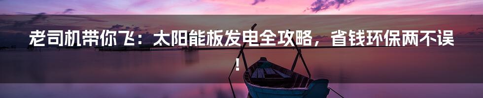 老司机带你飞:太阳能板发电全攻略,省钱环保两不误!
