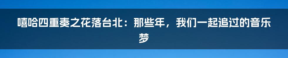 嘻哈四重奏之花落台北:那些年,我们一起追过的音乐梦