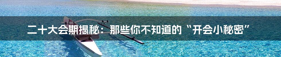 二十大会期揭秘:那些你不知道的“开会小秘密”