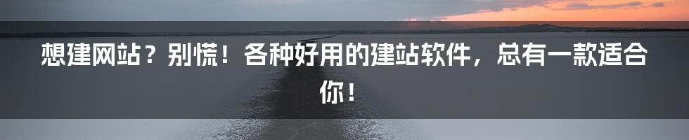 想建网站?别慌!各种好用的建站软件,总有一款适合你!