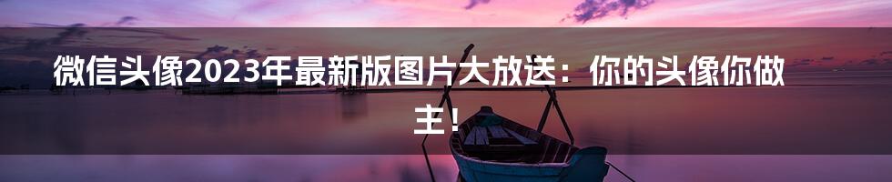 微信头像2023年最新版图片大放送:你的头像你做主!