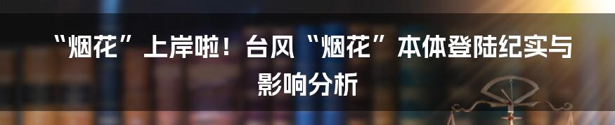 “烟花”上岸啦!台风“烟花”本体登陆纪实与影响分析
