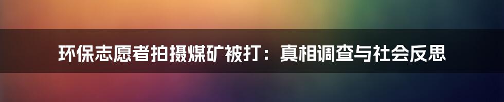 环保志愿者拍摄煤矿被打:真相调查与社会反思
