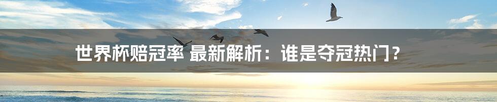 世界杯赔冠率 最新解析:谁是夺冠热门?
