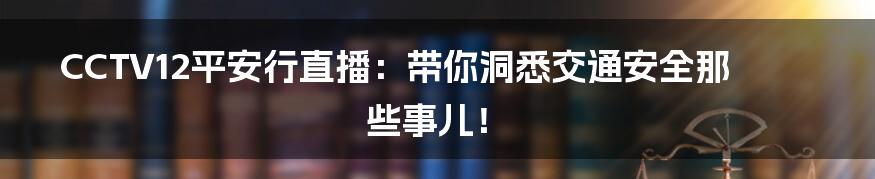 CCTV12平安行直播:带你洞悉交通安全那些事儿!
