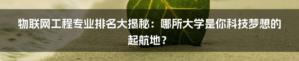 物联网工程专业排名大揭秘:哪所大学是你科技梦想的起航地?