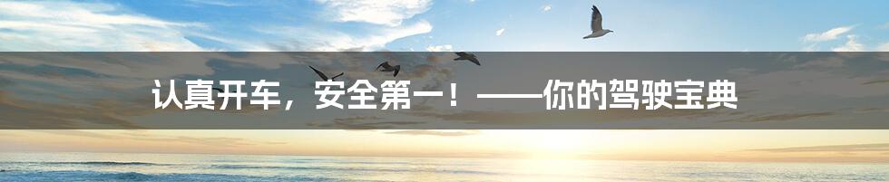 认真开车,安全第一!——你的驾驶宝典