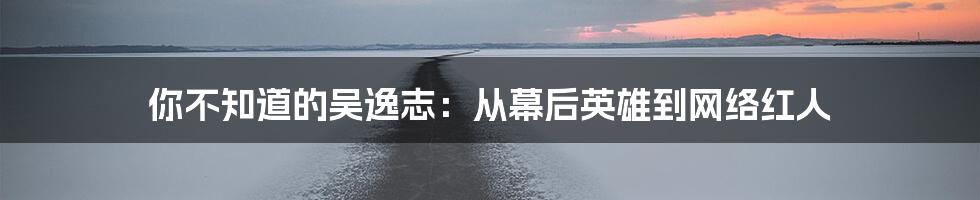 你不知道的吴逸志:从幕后英雄到网络红人