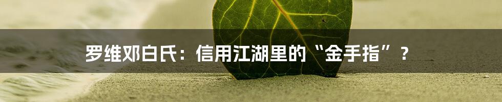 罗维邓白氏:信用江湖里的“金手指”?