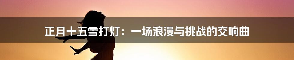 正月十五雪打灯:一场浪漫与挑战的交响曲