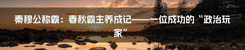 秦穆公称霸:春秋霸主养成记——一位成功的“政治玩家”