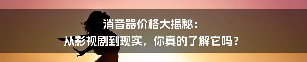 消音器价格大揭秘: 从影视剧到现实,你真的了解它吗?