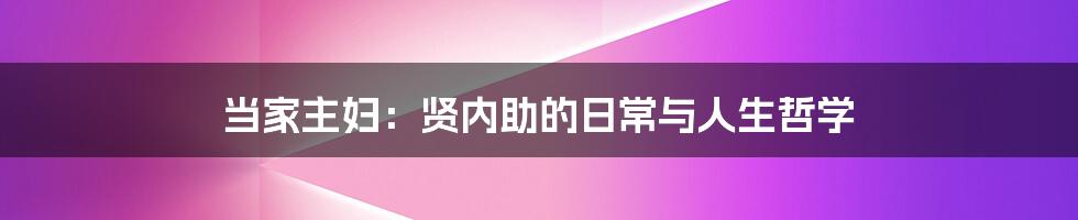当家主妇：贤内助的日常与人生哲学