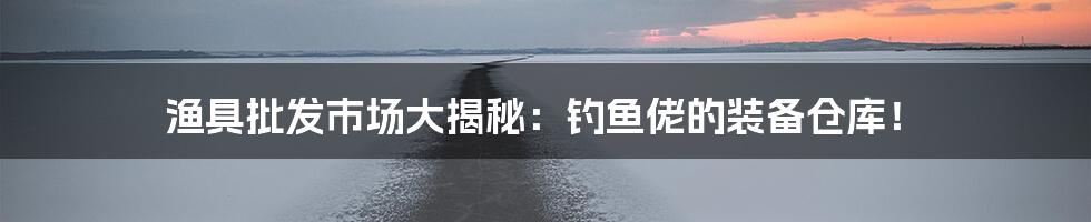 渔具批发市场大揭秘:钓鱼佬的装备仓库!