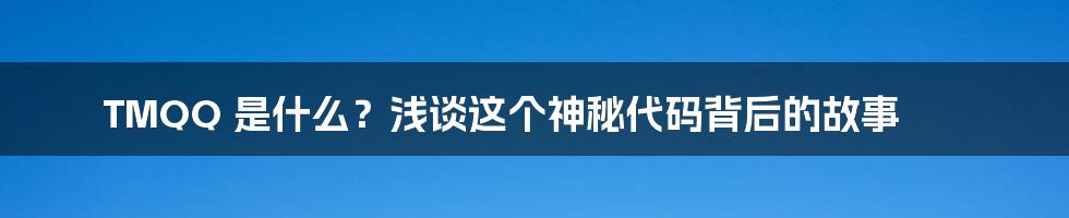 TMQQ 是什么？浅谈这个神秘代码背后的故事