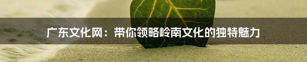 广东文化网：带你领略岭南文化的独特魅力