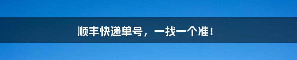 顺丰快递单号,一找一个准!