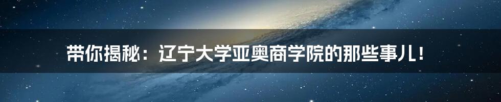 带你揭秘：辽宁大学亚奥商学院的那些事儿！