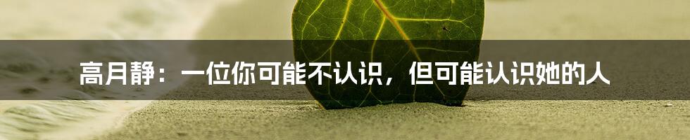 高月静:一位你可能不认识,但可能认识她的人
