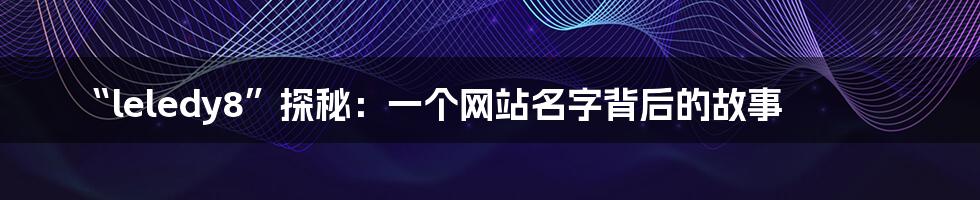“leledy8”探秘：一个网站名字背后的故事