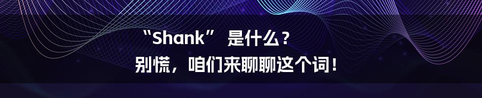 “Shank” 是什么? 别慌,咱们来聊聊这个词!