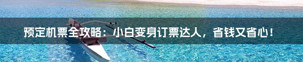 预定机票全攻略:小白变身订票达人,省钱又省心!