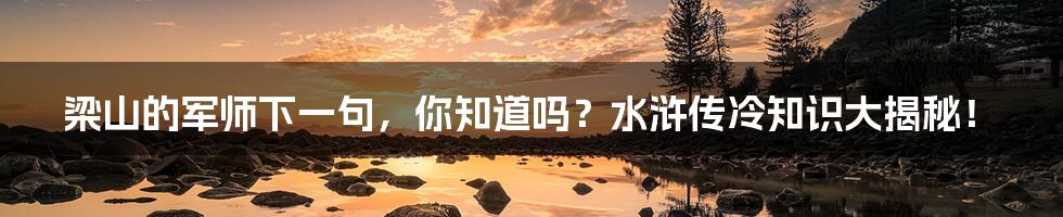 梁山的军师下一句，你知道吗？水浒传冷知识大揭秘！