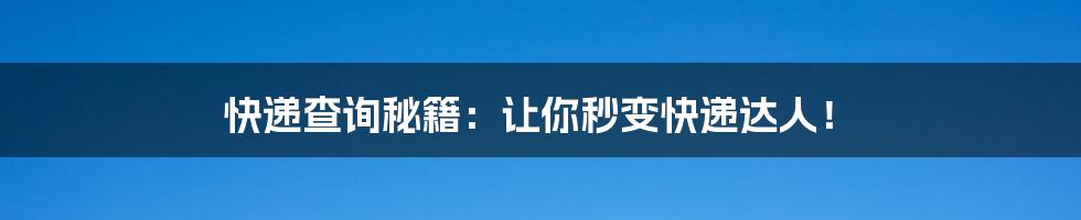 快递查询秘籍:让你秒变快递达人!
