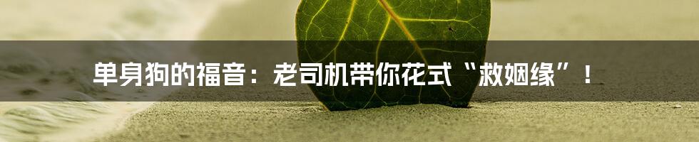 单身狗的福音：老司机带你花式“救姻缘”！