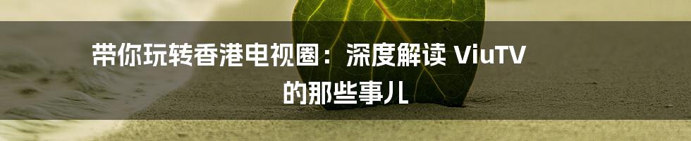 带你玩转香港电视圈:深度解读 ViuTV 的那些事儿