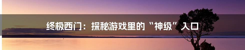 终极西门:探秘游戏里的“神级”入口