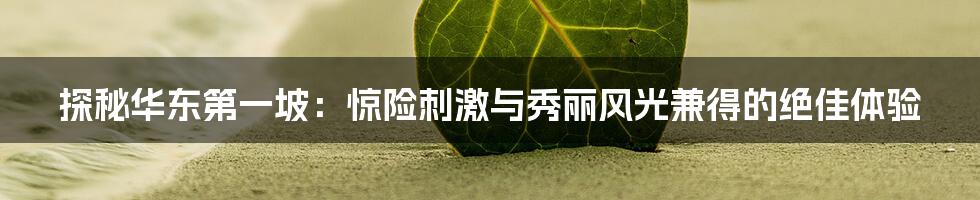 探秘华东第一坡:惊险刺激与秀丽风光兼得的绝佳体验