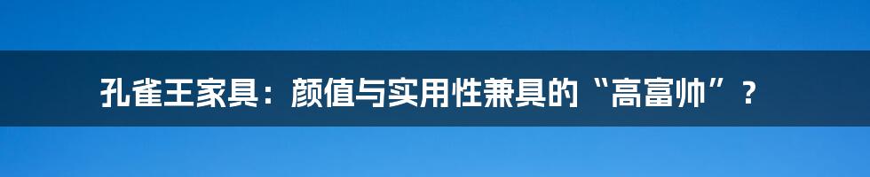 孔雀王家具:颜值与实用性兼具的“高富帅”?