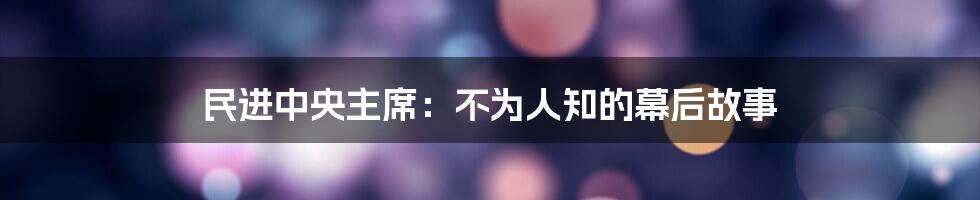 民进中央主席：不为人知的幕后故事