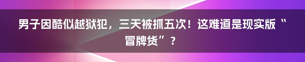 男子因酷似越狱犯,三天被抓五次!这难道是现实版“冒牌货”?