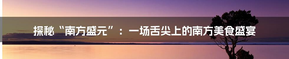 探秘“南方盛元”：一场舌尖上的南方美食盛宴