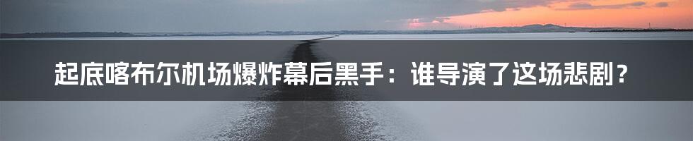 起底喀布尔机场爆炸幕后黑手：谁导演了这场悲剧？