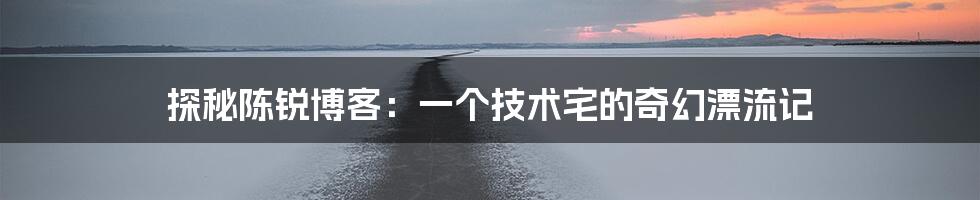 探秘陈锐博客：一个技术宅的奇幻漂流记