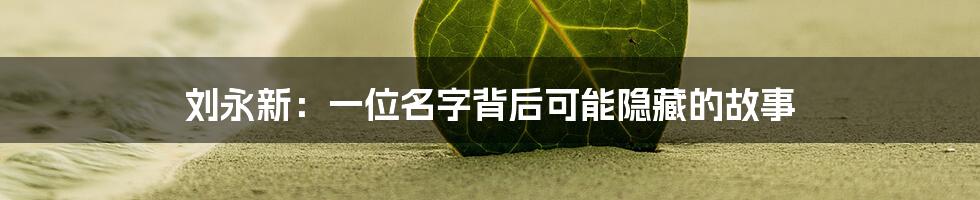 刘永新:一位名字背后可能隐藏的故事