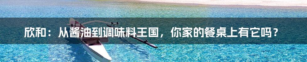 欣和:从酱油到调味料王国,你家的餐桌上有它吗?