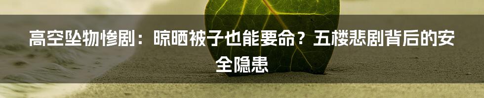 高空坠物惨剧:晾晒被子也能要命?五楼悲剧背后的安全隐患