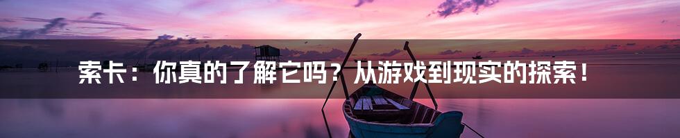 索卡:你真的了解它吗?从游戏到现实的探索!