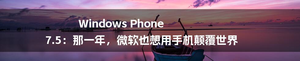 Windows Phone 7.5：那一年，微软也想用手机颠覆世界