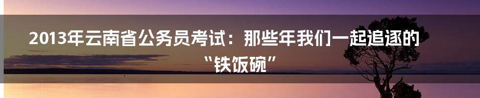 2013年云南省公务员考试:那些年我们一起追逐的“铁饭碗”