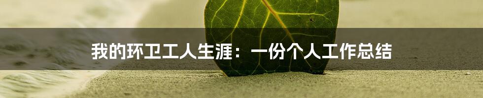我的环卫工人生涯:一份个人工作总结