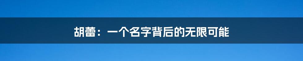 胡蕾：一个名字背后的无限可能