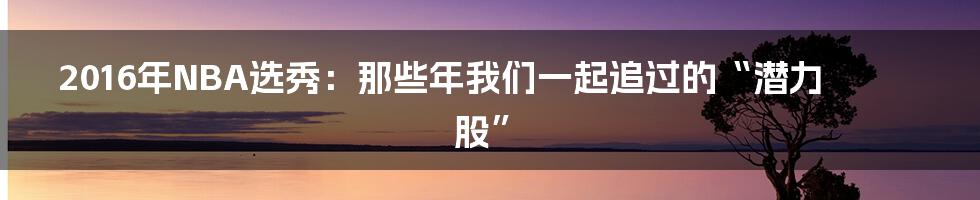 2016年NBA选秀:那些年我们一起追过的“潜力股”