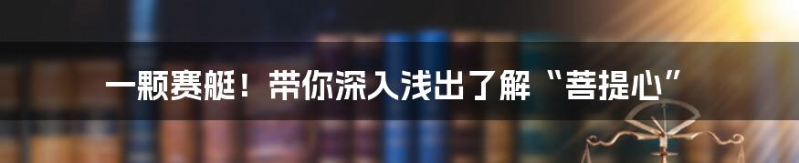 一颗赛艇!带你深入浅出了解“菩提心”